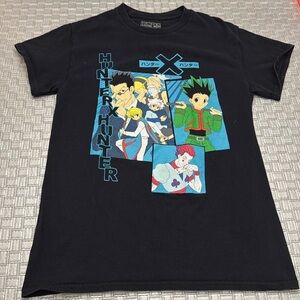 Hunter X Hunter Anime Graphic Frames Tee Black Short Sleeve Shirt Size Small